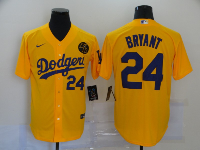 Men's Los Angeles Dodgers #24 Kobe Bryant Orange 2020 KB Patch Cool Base Stitched Jersey